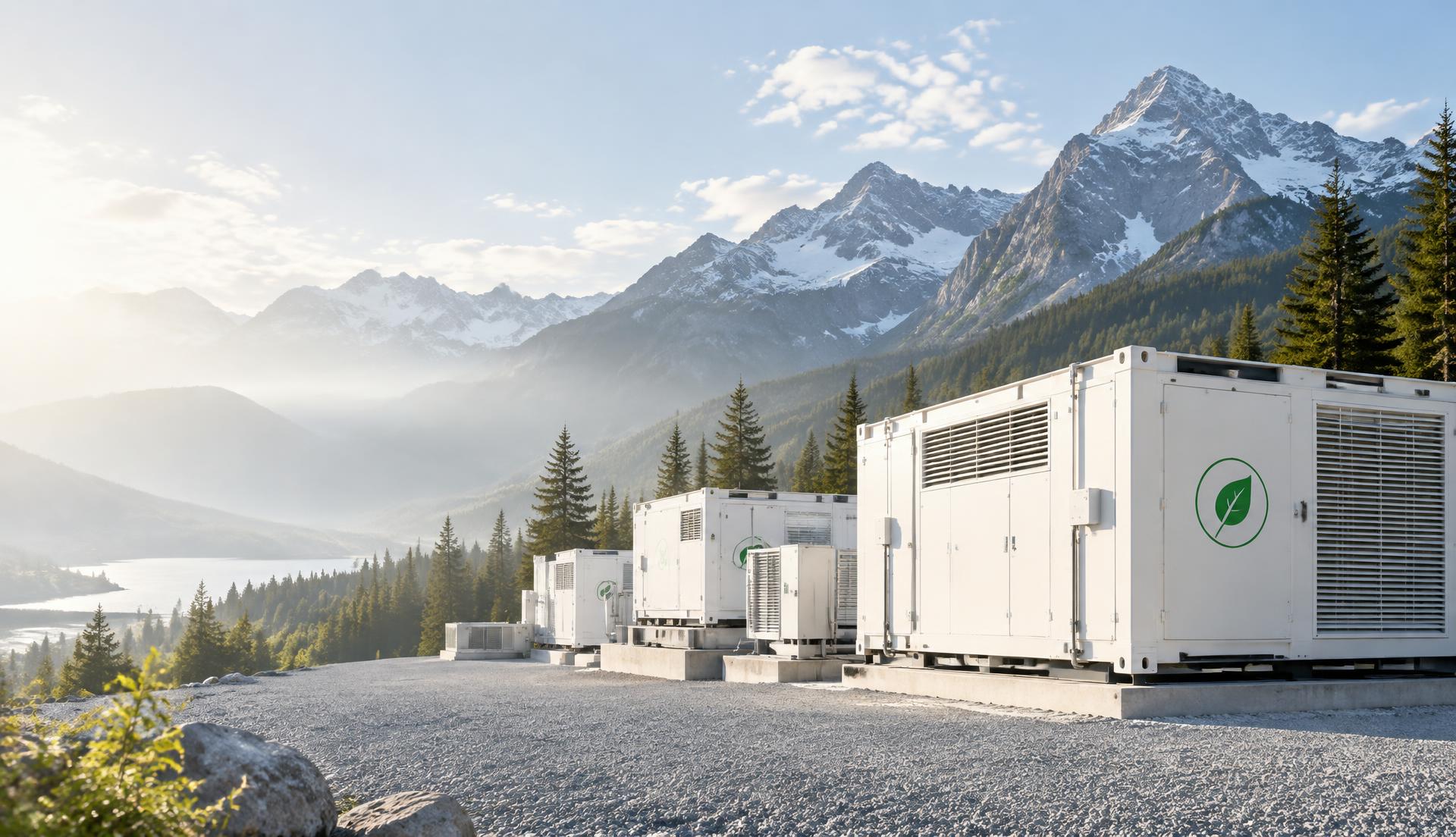 Modular energy utility installation in a mountain landscape